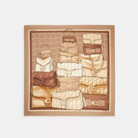 Stacked Tabby Bags Print Silk Square Scarf