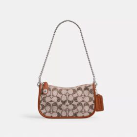 Swinger Bag 20 with Chain in Crystal Signature Jacquard