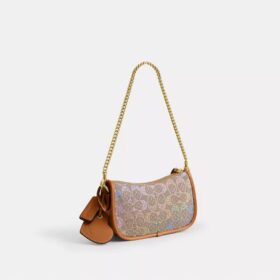Swinger Bag 20 with Chain in Crystal Signature Jacquard