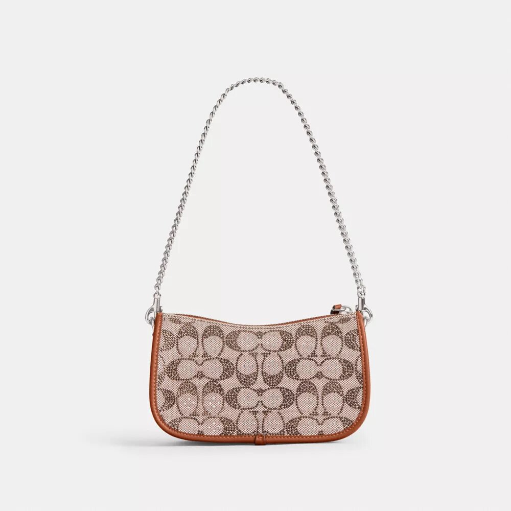 Swinger Bag 20 with Chain in Crystal Signature Jacquard