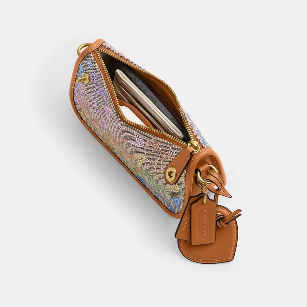 Swinger Bag 20 with Chain in Crystal Signature Jacquard