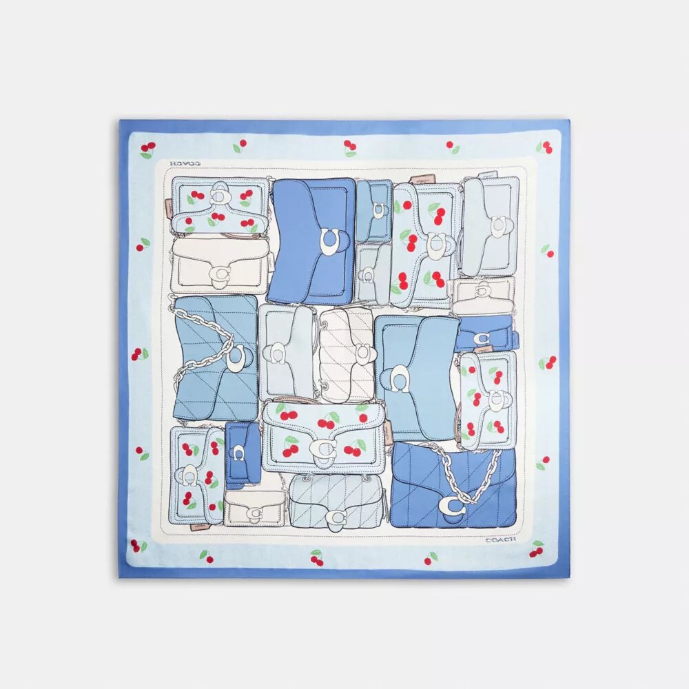 Tabby Cherry Print Silk Square Scarf