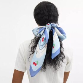 Tabby Cherry Print Silk Square Scarf