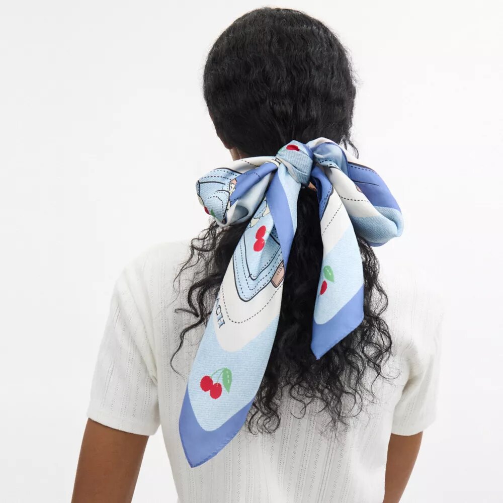 Tabby Cherry Print Silk Square Scarf