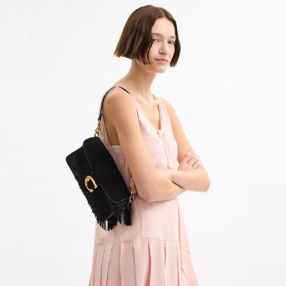 Tabby Shoulder Bag 26 with Crystal Beaded Fringe