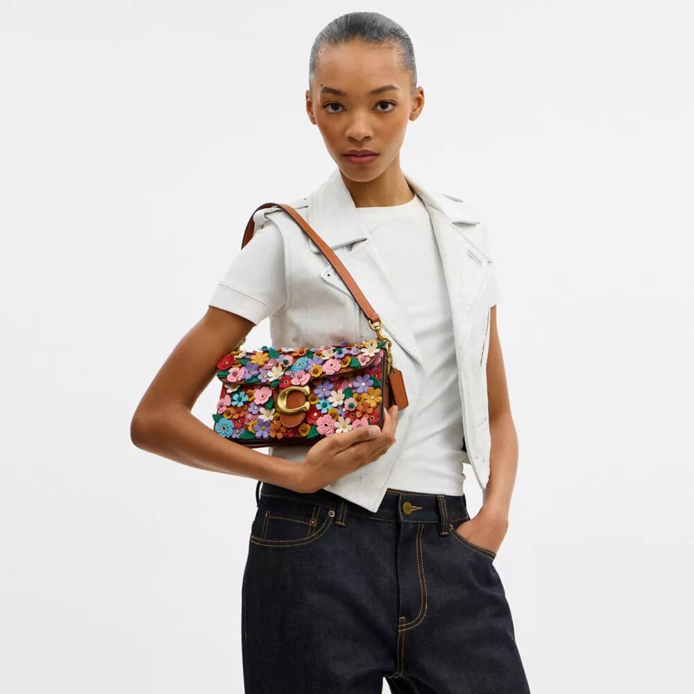 Tabby Shoulder Bag 26 with Floral Applique