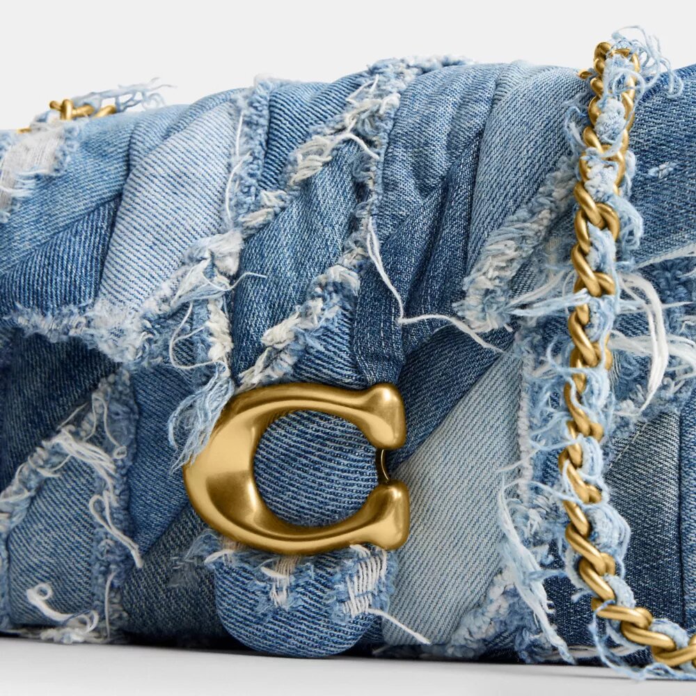 Tabby Shoulder Bag 26 with Repurposed Denim Patchwork Quilting