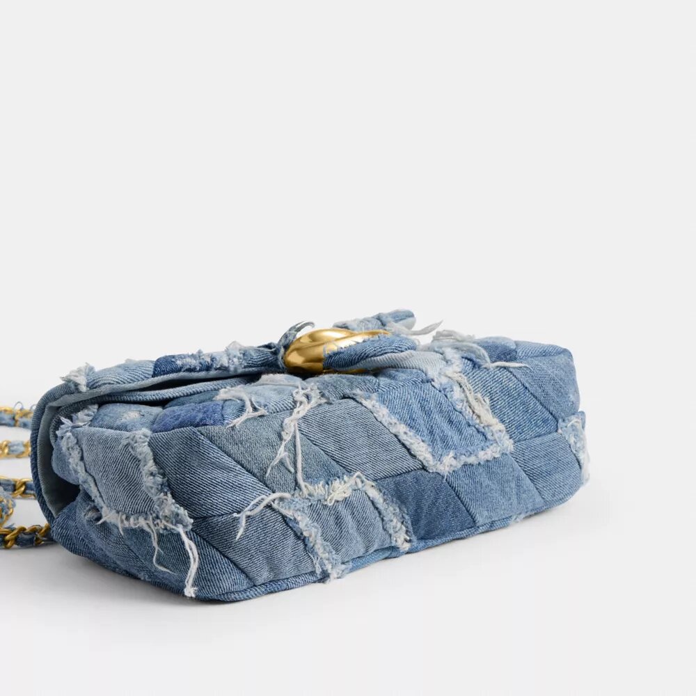 Tabby Shoulder Bag 26 with Repurposed Denim Patchwork Quilting