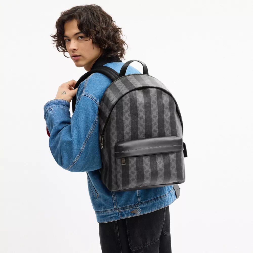 Taylor Backpack in Signature Canvas with Stripes