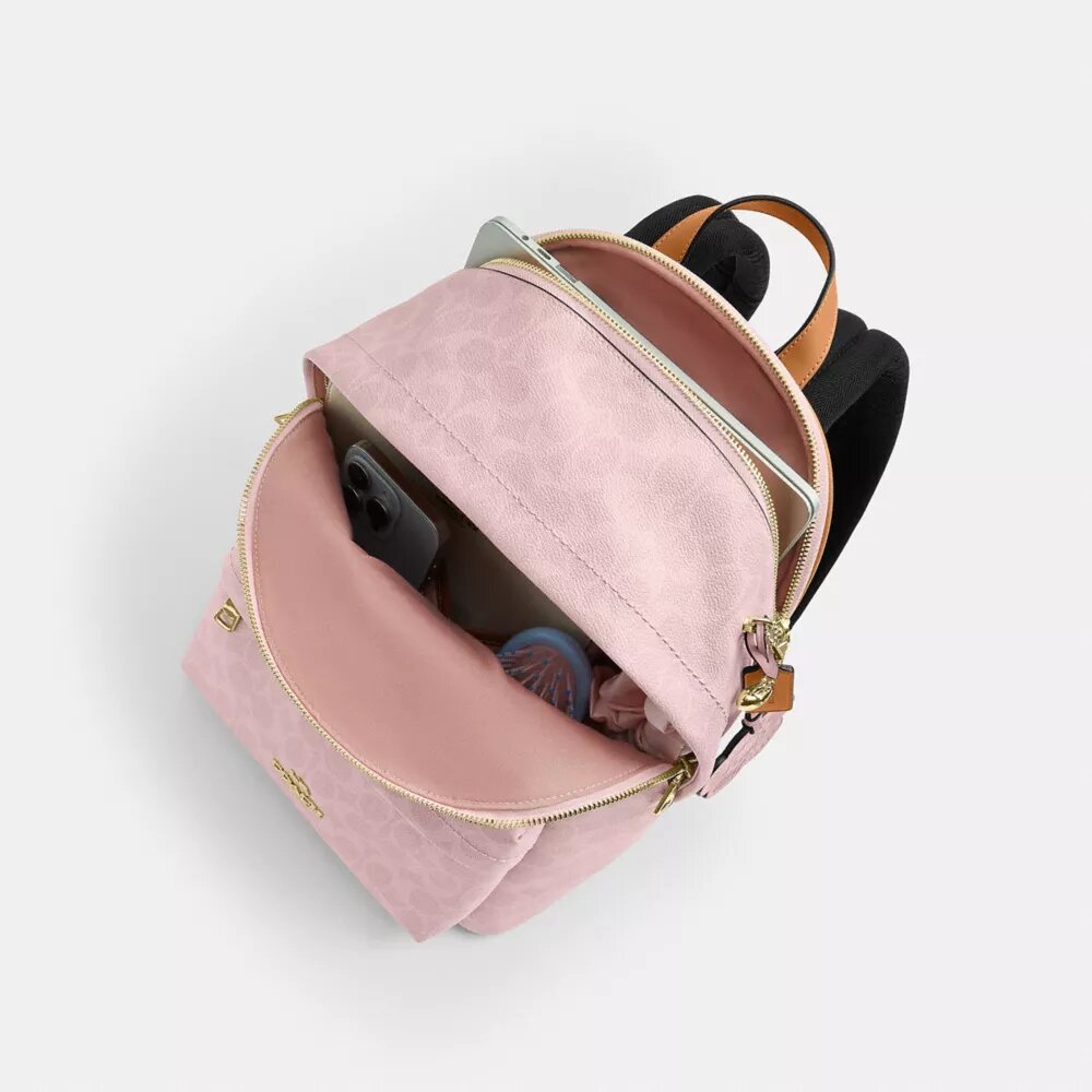 Taylor Small Backpack in Signature Canvas with Charms