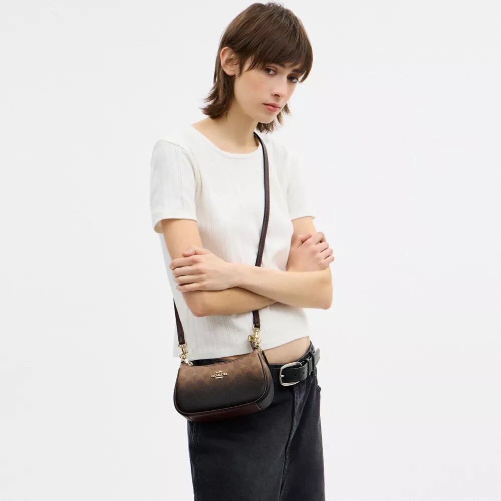 Teri Mini Crossbody Bag in Ombre Signature Canvas