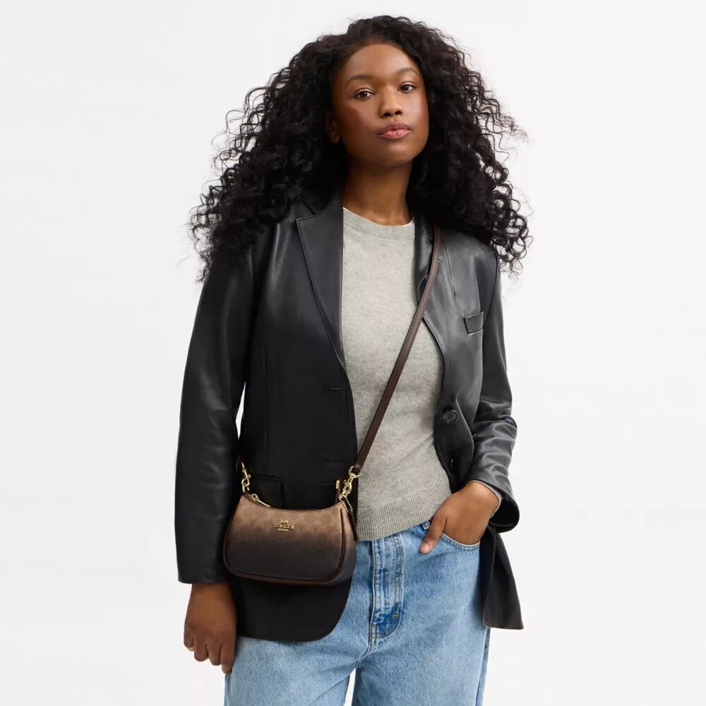Teri Mini Crossbody Bag in Ombre Signature Canvas