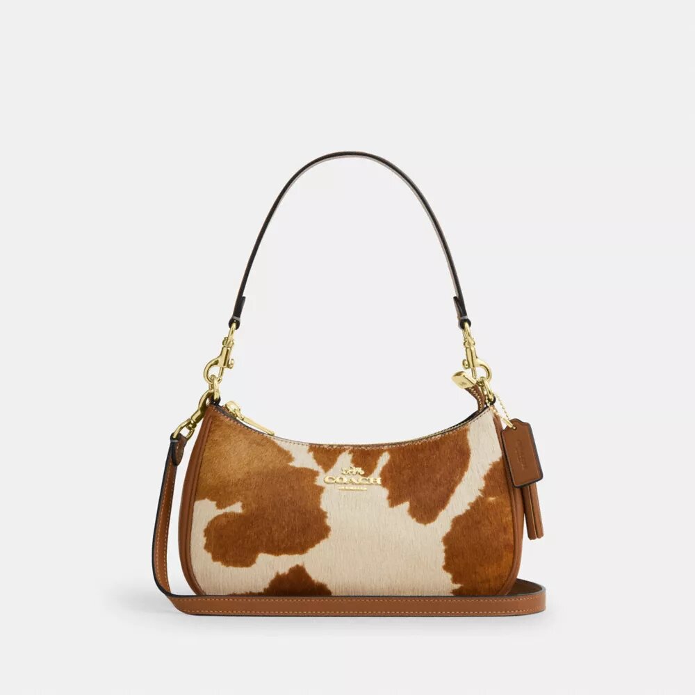 Teri Shoulder Bag in Haircalf with Cow Print