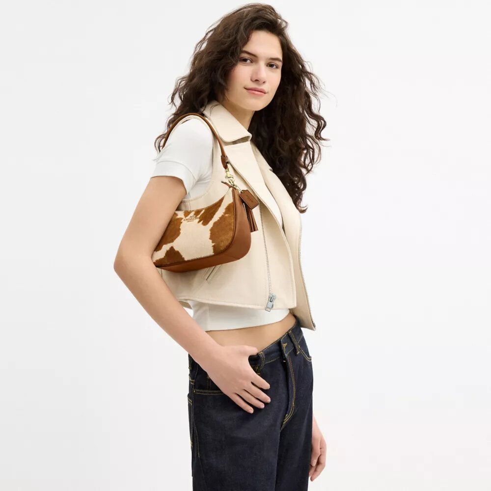 Teri Shoulder Bag in Haircalf with Cow Print