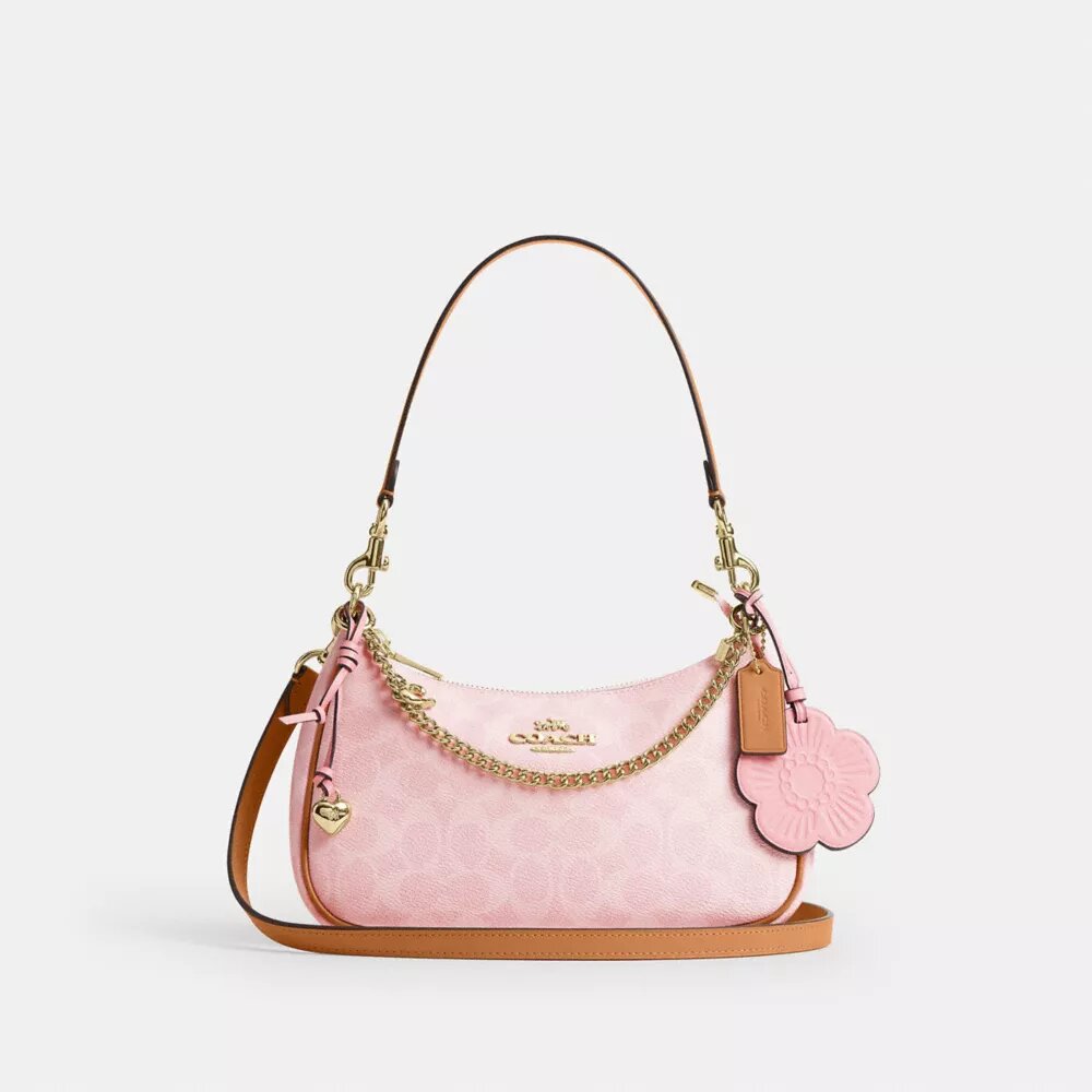 Teri Shoulder Bag in Signature Canvas with Charms