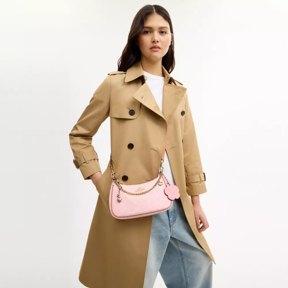 Teri Shoulder Bag in Signature Canvas with Charms