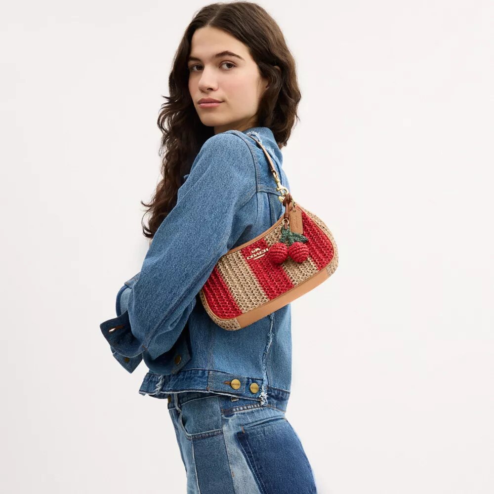 Teri Shoulder Bag with Stripes and Charm