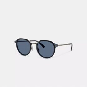 Textured Metal Round Sunglasses