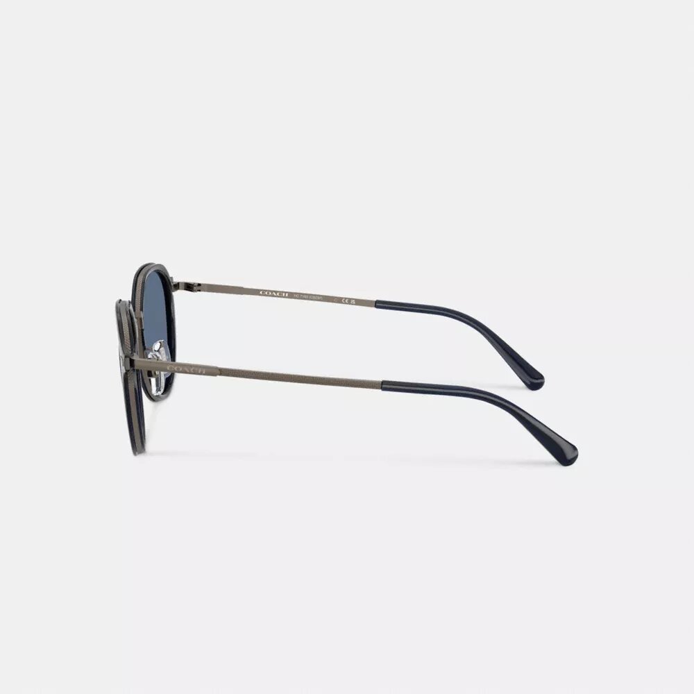 Textured Metal Round Sunglasses
