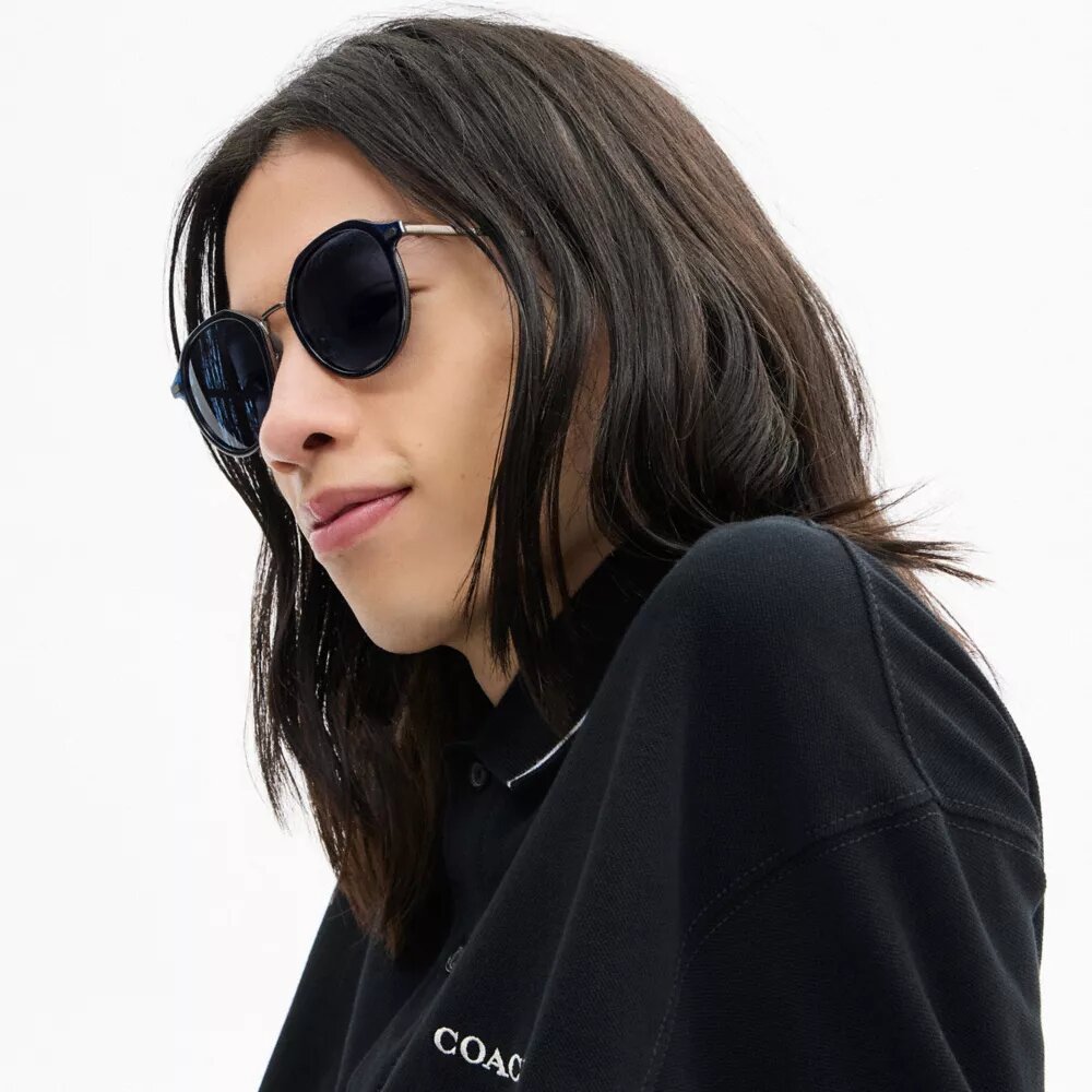 Textured Metal Round Sunglasses