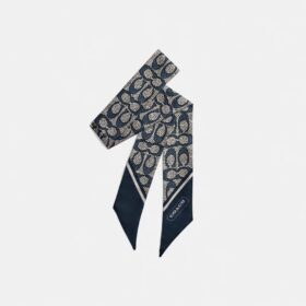Textured Signature Print Silk Skinny Scarf