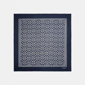 Textured Signature Print Silk Square Scarf