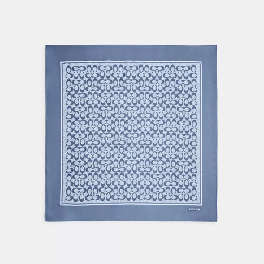 Textured Signature Print Silk Square Scarf