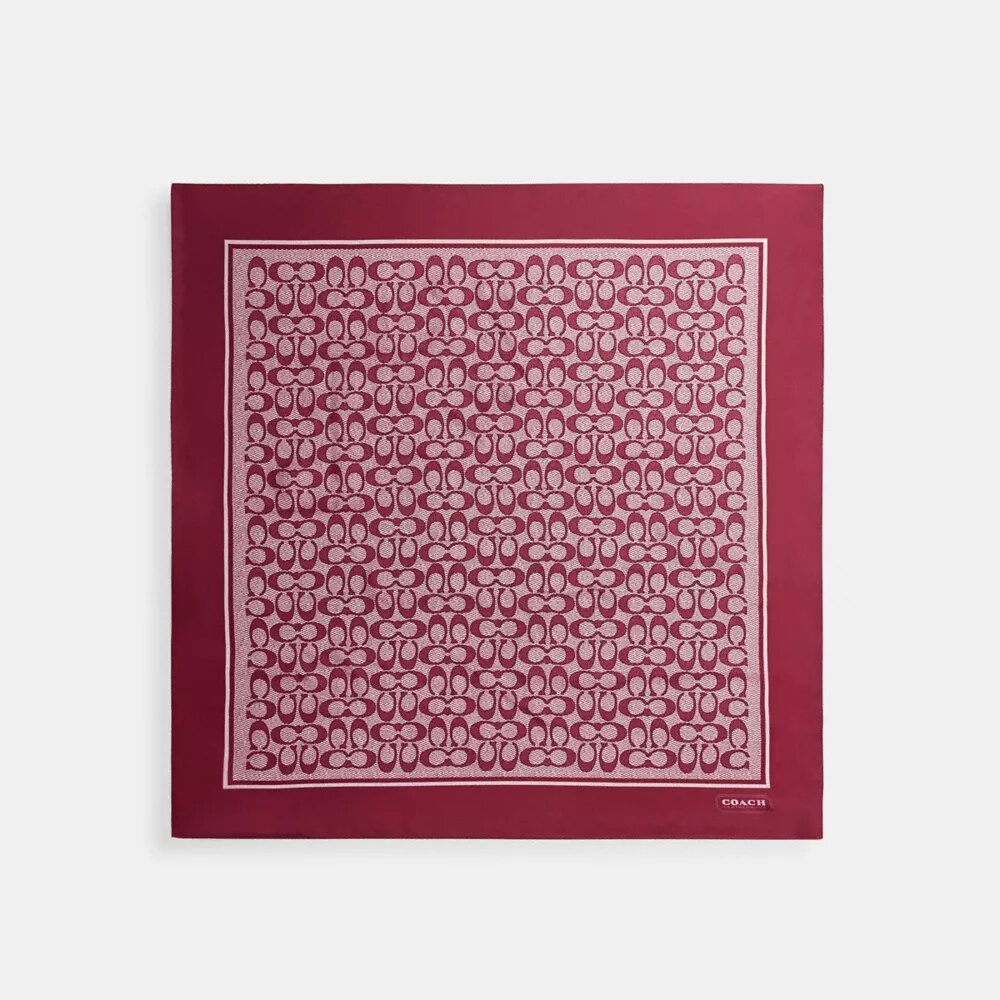 Textured Signature Print Silk Square Scarf