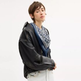 Textured Signature Print Silk Square Scarf