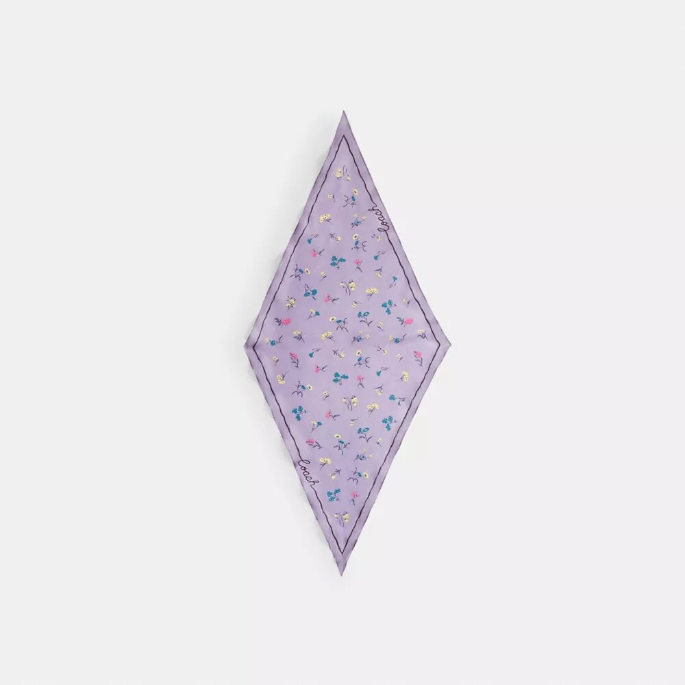 Tossed Floral Print Silk Diamond Scarf