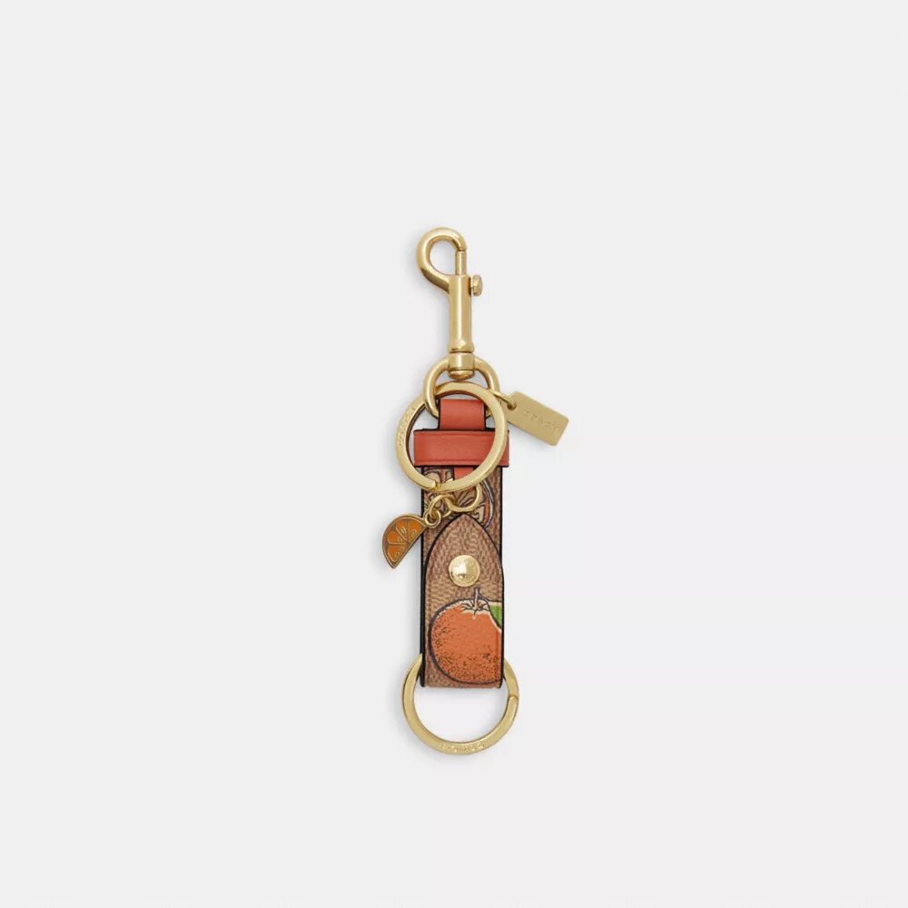 Trigger Snap Bag Charm in Signature Canvas with Orange Print