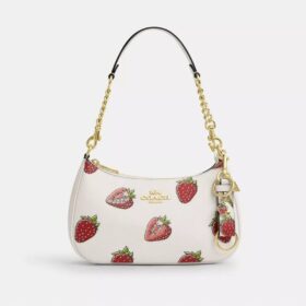 Trigger Snap Bag Charm with Strawberry Print