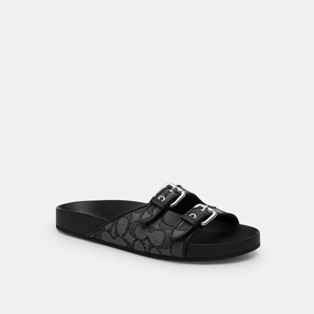 Two Band Buckle Sandal in Signature Jacquard