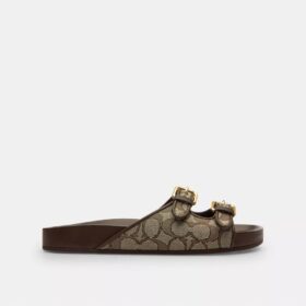 Two Band Buckle Sandal in Signature Jacquard
