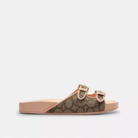 Two Band Buckle Sandal in Signature Jacquard
