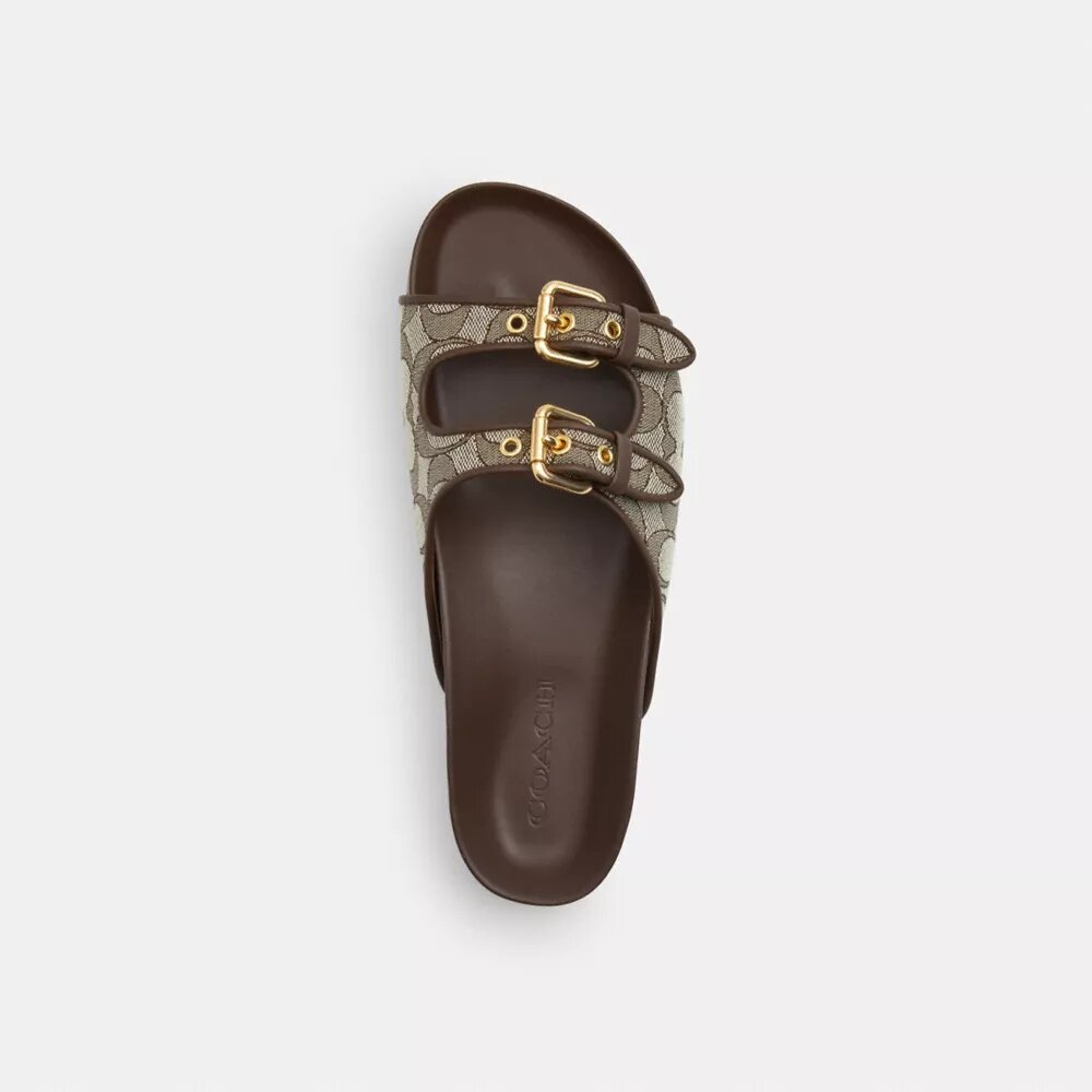 Two Band Buckle Sandal in Signature Jacquard