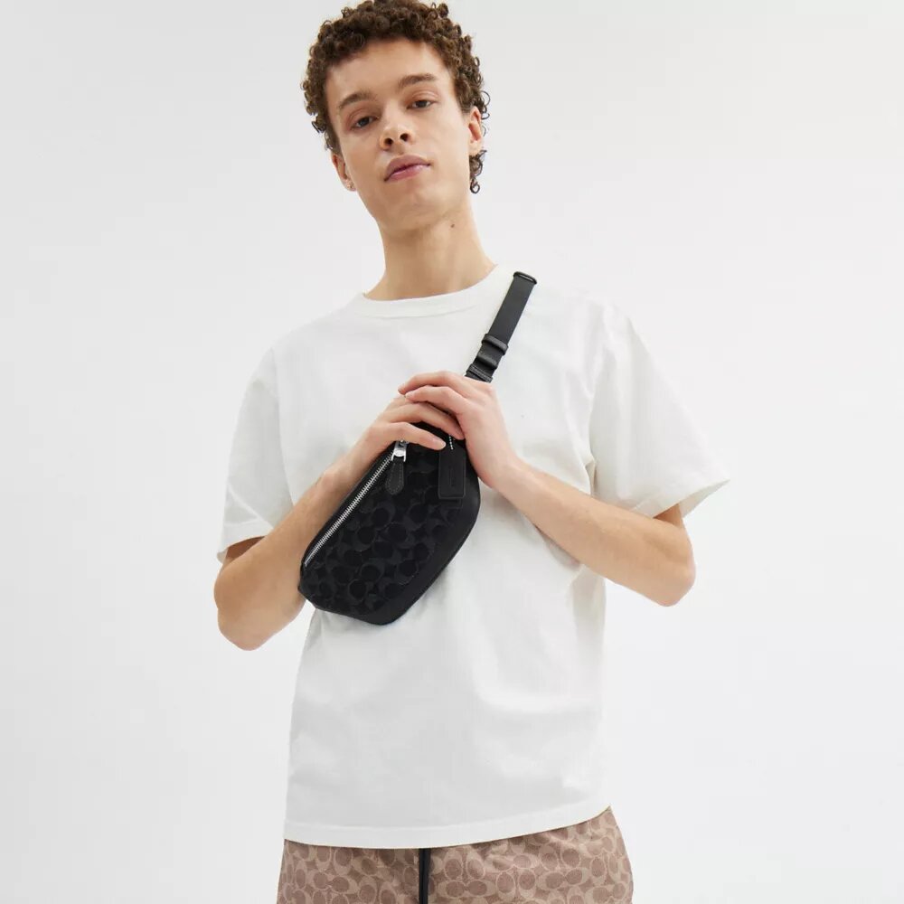 Warren Mini Belt Bag in Signature Denim