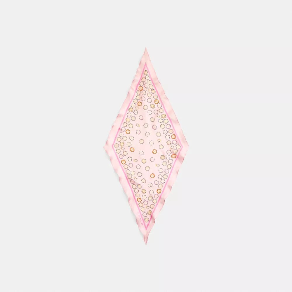 Waterfall Tea Rose Print Silk Diamond Scarf