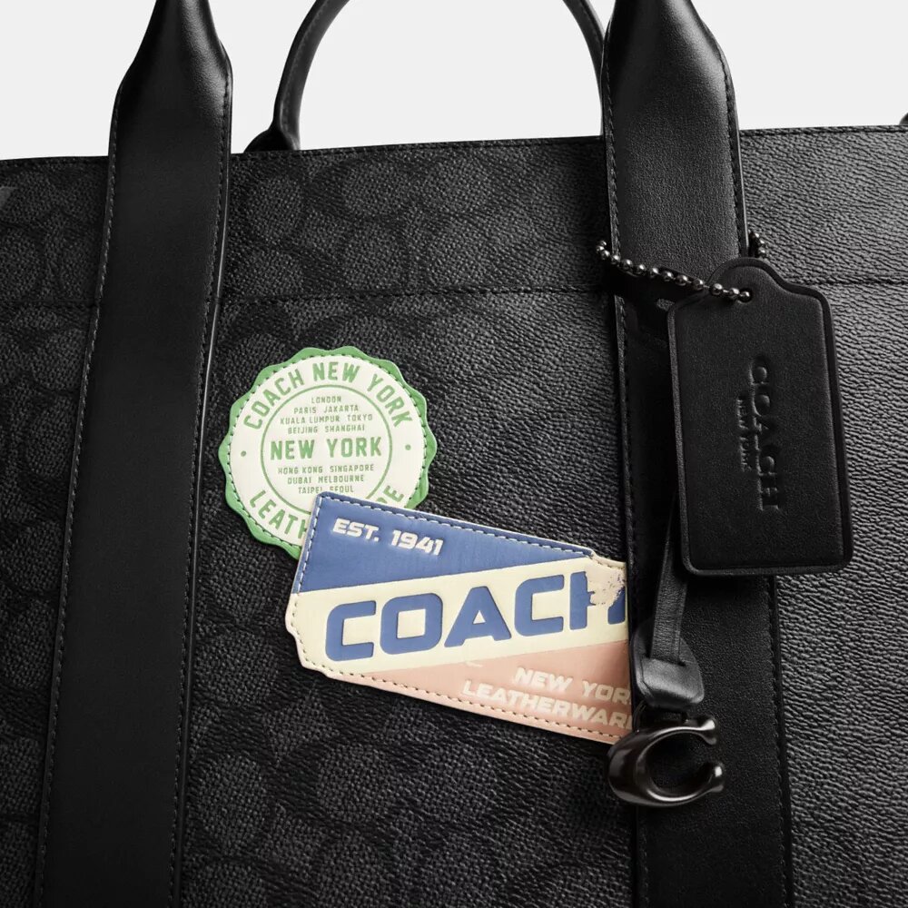 Wesley Tote in Signature Canvas with Patches