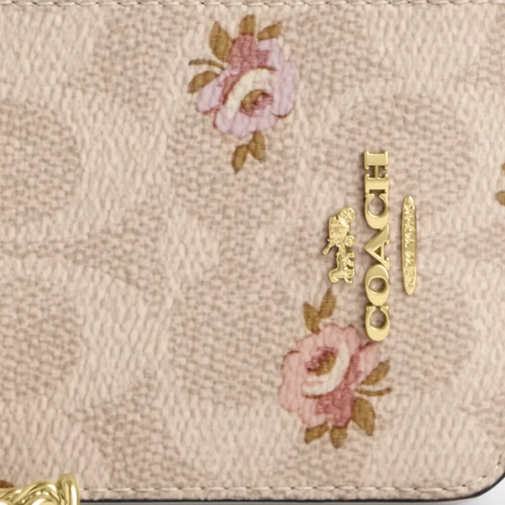 Zip Card Case in Signature Canvas with Floral Print