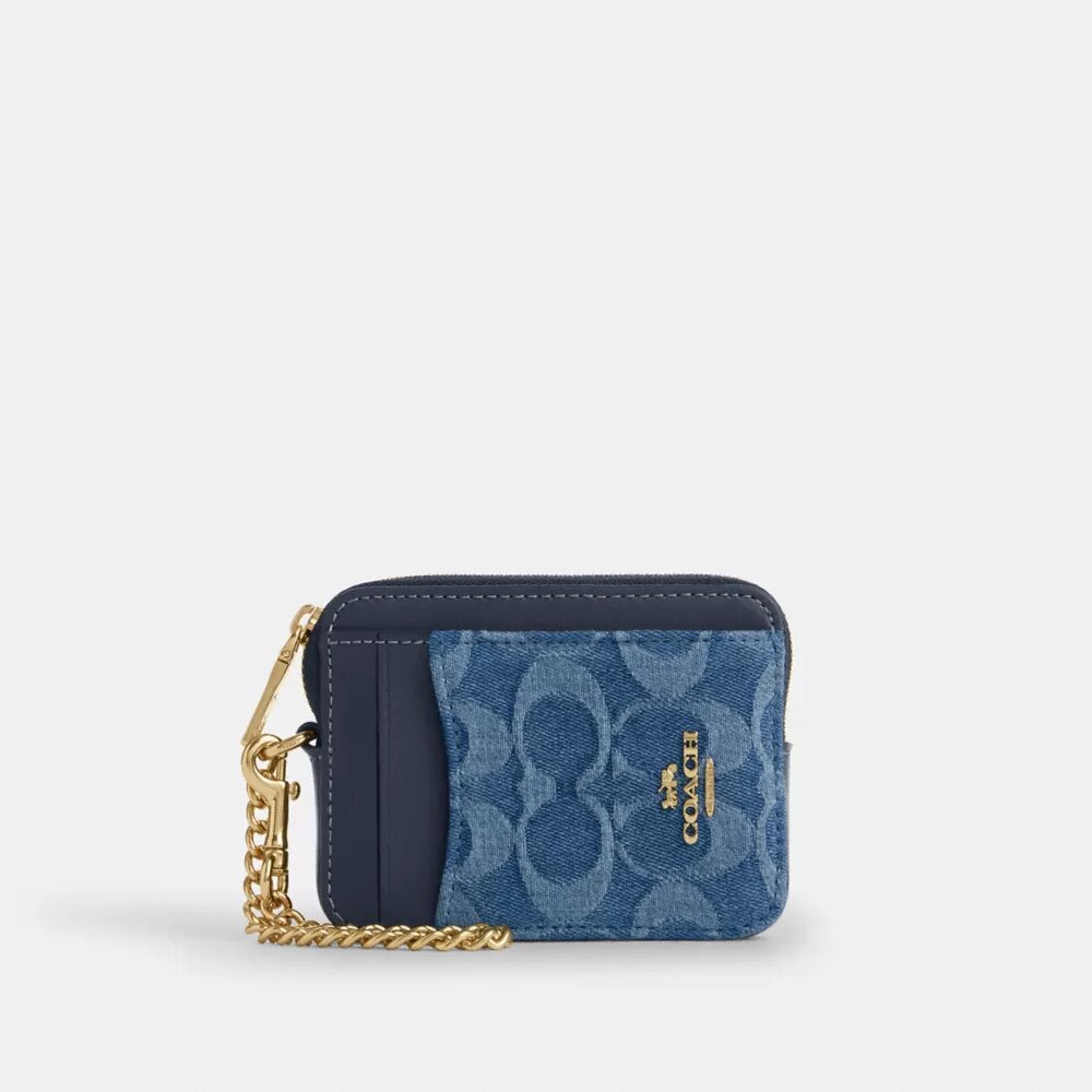 Zip Card Case in Signature Denim