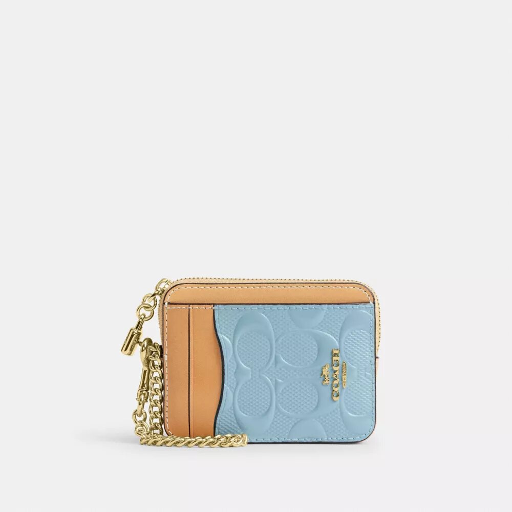 Zip Card Case in Signature Leather with Charm