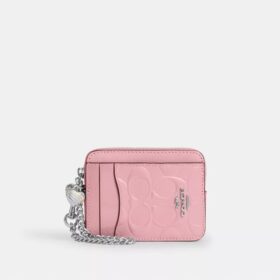 Zip Card Case in Signature Leather with Heart Charm