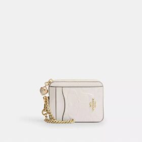 Zip Card Case in Signature Leather with Heart Charm