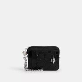 Zip Card Case in Signature Leather with Heart Charm