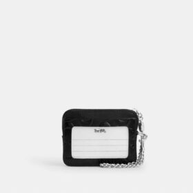 Zip Card Case in Signature Leather with Heart Charm