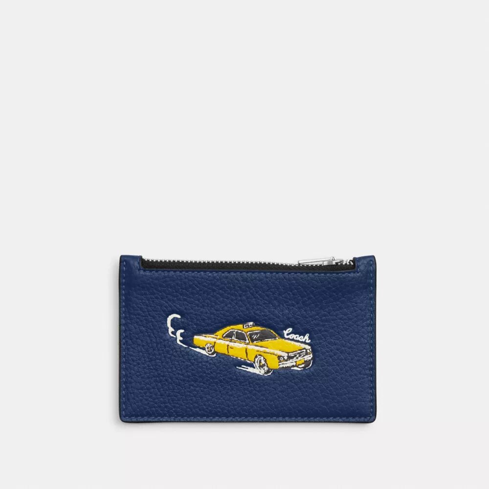 Zip Card Case with Car Print