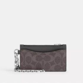 Zip Card Case with Chain in Signature Canvas