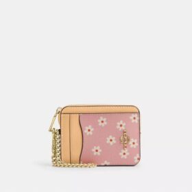 Zip Card Case with Floral Print
