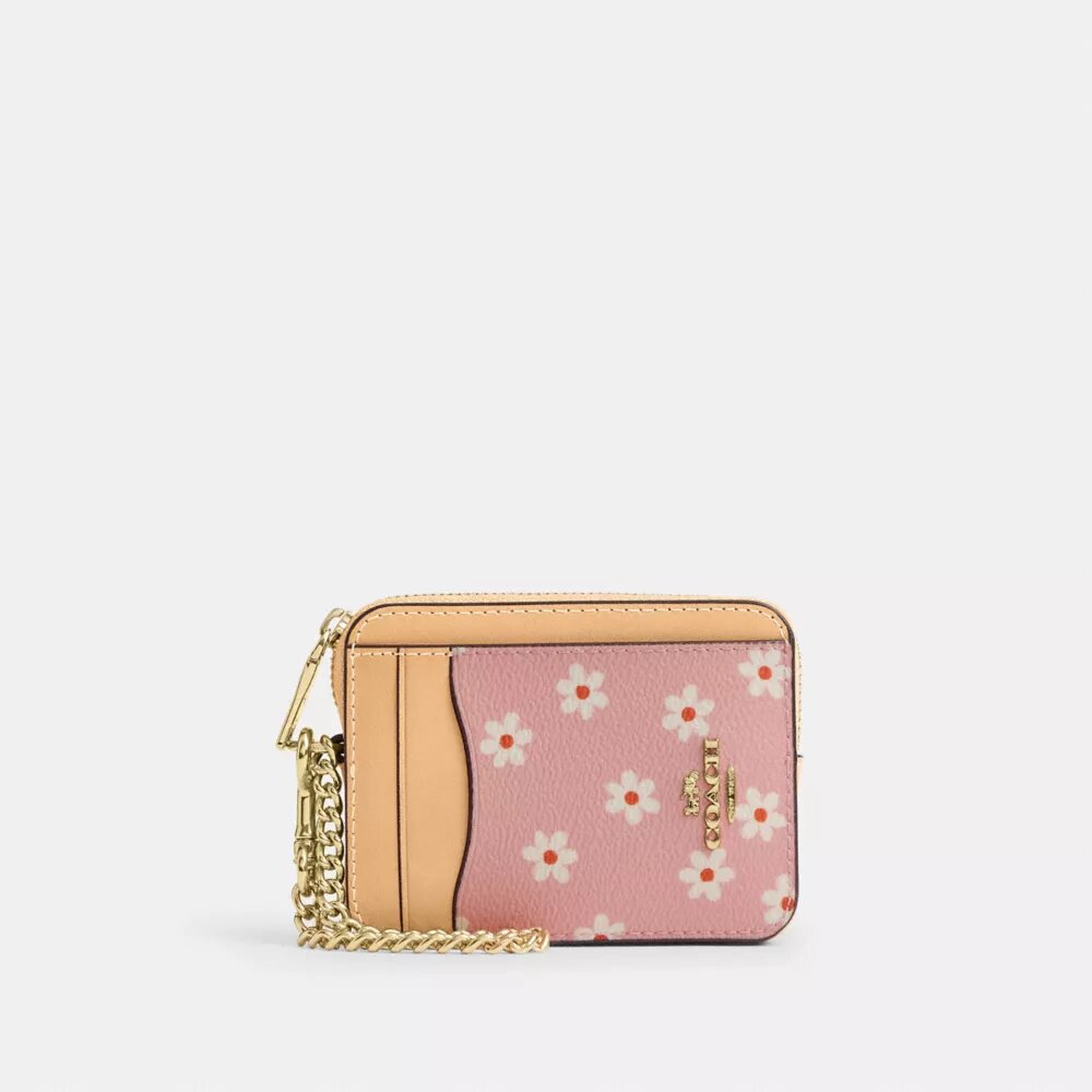 Zip Card Case with Floral Print